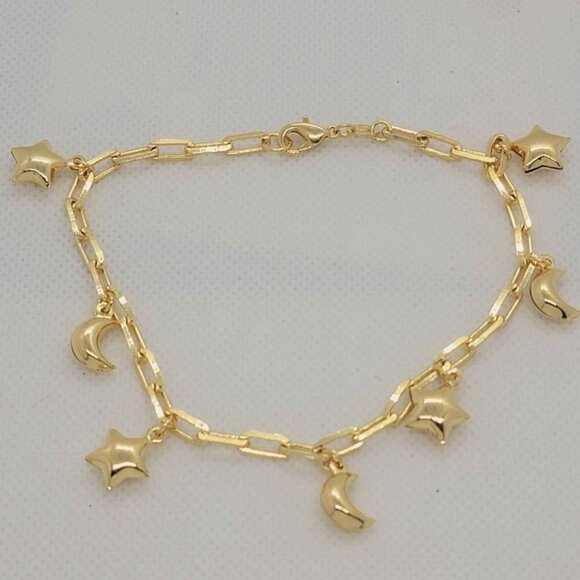 Jewelry - Brand New Brazilian 18k Gold Filled Moon & Star  Anklet